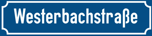 Straßenschild Westerbachstraße zum kostenlosen Download