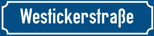 Straßenschild Westickerstraße zum kostenlosen Download