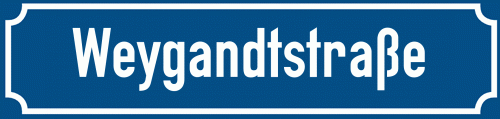 Straßenschild Weygandtstraße zum kostenlosen Download
