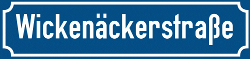 Straßenschild Wickenäckerstraße zum kostenlosen Download