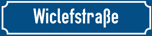 Straßenschild Wiclefstraße zum kostenlosen Download
