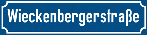 Straßenschild Wieckenbergerstraße zum kostenlosen Download