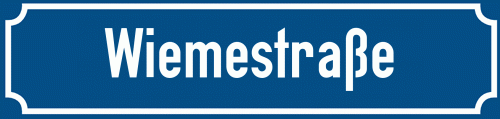 Straßenschild Wiemestraße zum kostenlosen Download