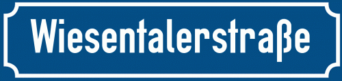 Straßenschild Wiesentalerstraße zum kostenlosen Download