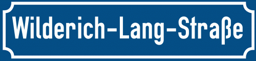 Straßenschild Wilderich-Lang-Straße zum kostenlosen Download