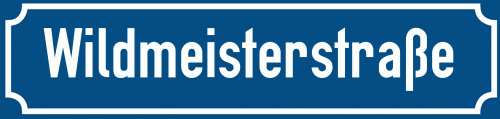 Straßenschild Wildmeisterstraße zum kostenlosen Download