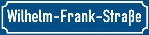 Straßenschild Wilhelm-Frank-Straße zum kostenlosen Download
