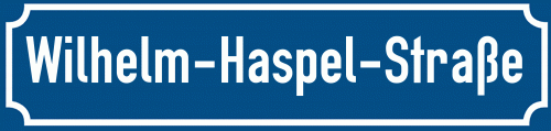 Straßenschild Wilhelm-Haspel-Straße
