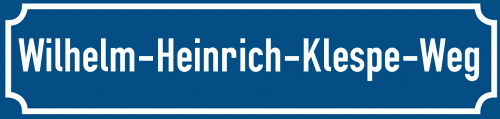 Straßenschild Wilhelm-Heinrich-Klespe-Weg