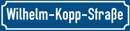 Straßenschild Wilhelm-Kopp-Straße
