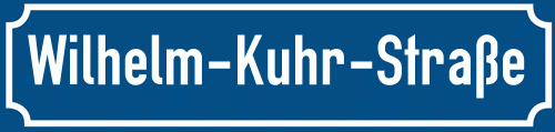 Straßenschild Wilhelm-Kuhr-Straße zum kostenlosen Download