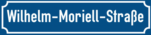 Straßenschild Wilhelm-Moriell-Straße zum kostenlosen Download
