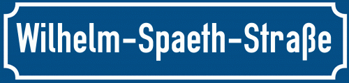 Straßenschild Wilhelm-Spaeth-Straße
