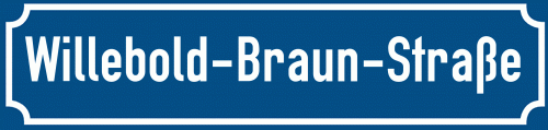 Straßenschild Willebold-Braun-Straße zum kostenlosen Download