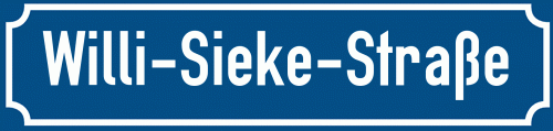 Straßenschild Willi-Sieke-Straße