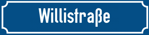 Straßenschild Willistraße zum kostenlosen Download
