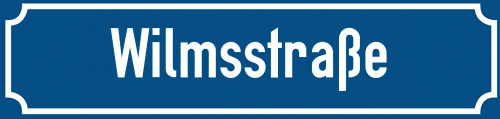 Straßenschild Wilmsstraße zum kostenlosen Download