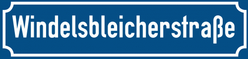 Straßenschild Windelsbleicherstraße zum kostenlosen Download