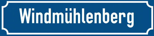 Straßenschild Windmühlenberg