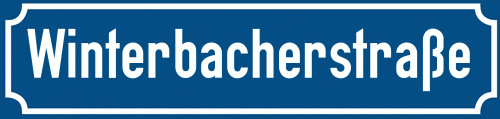 Straßenschild Winterbacherstraße zum kostenlosen Download