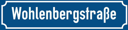 Straßenschild Wohlenbergstraße zum kostenlosen Download