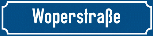 Straßenschild Woperstraße