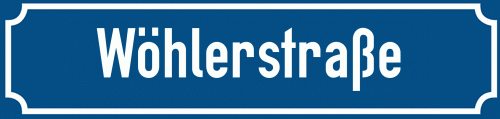 Straßenschild Wöhlerstraße zum kostenlosen Download