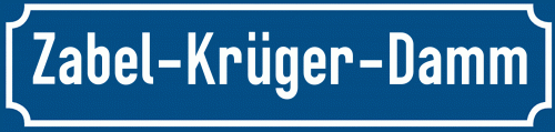 Straßenschild Zabel-Krüger-Damm