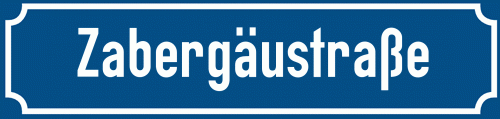 Straßenschild Zabergäustraße zum kostenlosen Download