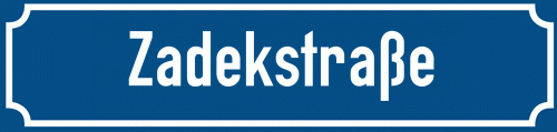 Straßenschild Zadekstraße