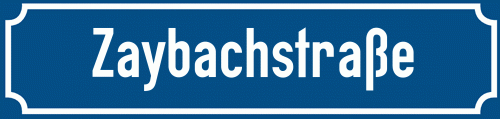 Straßenschild Zaybachstraße zum kostenlosen Download
