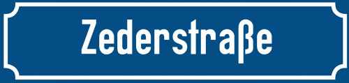 Straßenschild Zederstraße