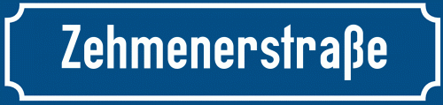 Straßenschild Zehmenerstraße zum kostenlosen Download