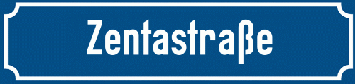 Straßenschild Zentastraße zum kostenlosen Download