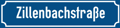 Straßenschild Zillenbachstraße zum kostenlosen Download