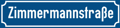 Straßenschild Zimmermannstraße zum kostenlosen Download