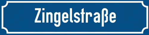 Straßenschild Zingelstraße zum kostenlosen Download