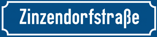 Straßenschild Zinzendorfstraße zum kostenlosen Download