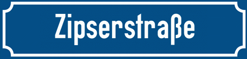 Straßenschild Zipserstraße zum kostenlosen Download