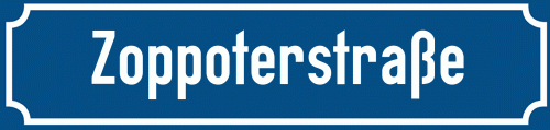 Straßenschild Zoppoterstraße zum kostenlosen Download