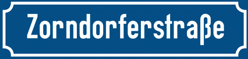 Straßenschild Zorndorferstraße zum kostenlosen Download