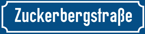 Straßenschild Zuckerbergstraße zum kostenlosen Download