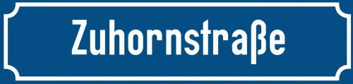 Straßenschild Zuhornstraße zum kostenlosen Download