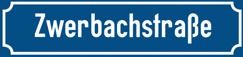 Straßenschild Zwerbachstraße zum kostenlosen Download