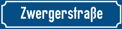 Straßenschild Zwergerstraße zum kostenlosen Download