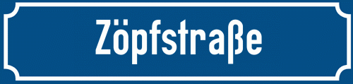 Straßenschild Zöpfstraße zum kostenlosen Download