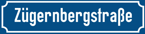 Straßenschild Zügernbergstraße
