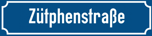 Straßenschild Zütphenstraße